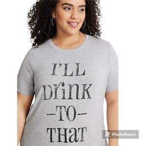 3X Grey I'll Drink To That Crew Neck Tee Jersey Knit Party St Patricks Day Bar B